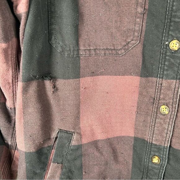 Carhartt Grunge Rugged Flex Fleece Lined Flannel Shirt Purple Plaid M (8/10) - Picture 4 of 15